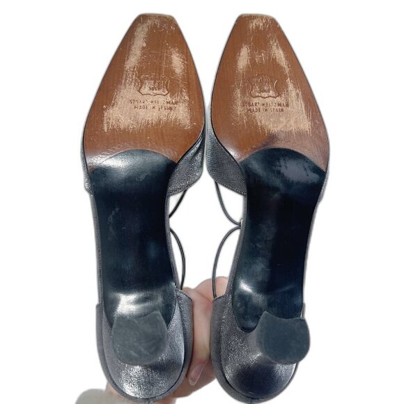 90s Vintage Stuart Weitzman Rondex Heels Silver Kitten Heel Pump Size 8.5 AA - Picture 7 of 9